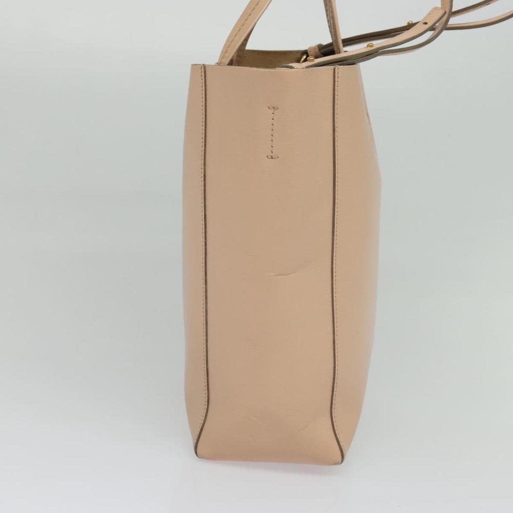 CELINE Vertical Cavas Hand Bag Leather 2way Pink Gold Auth sw418 - Picture 3 of 16